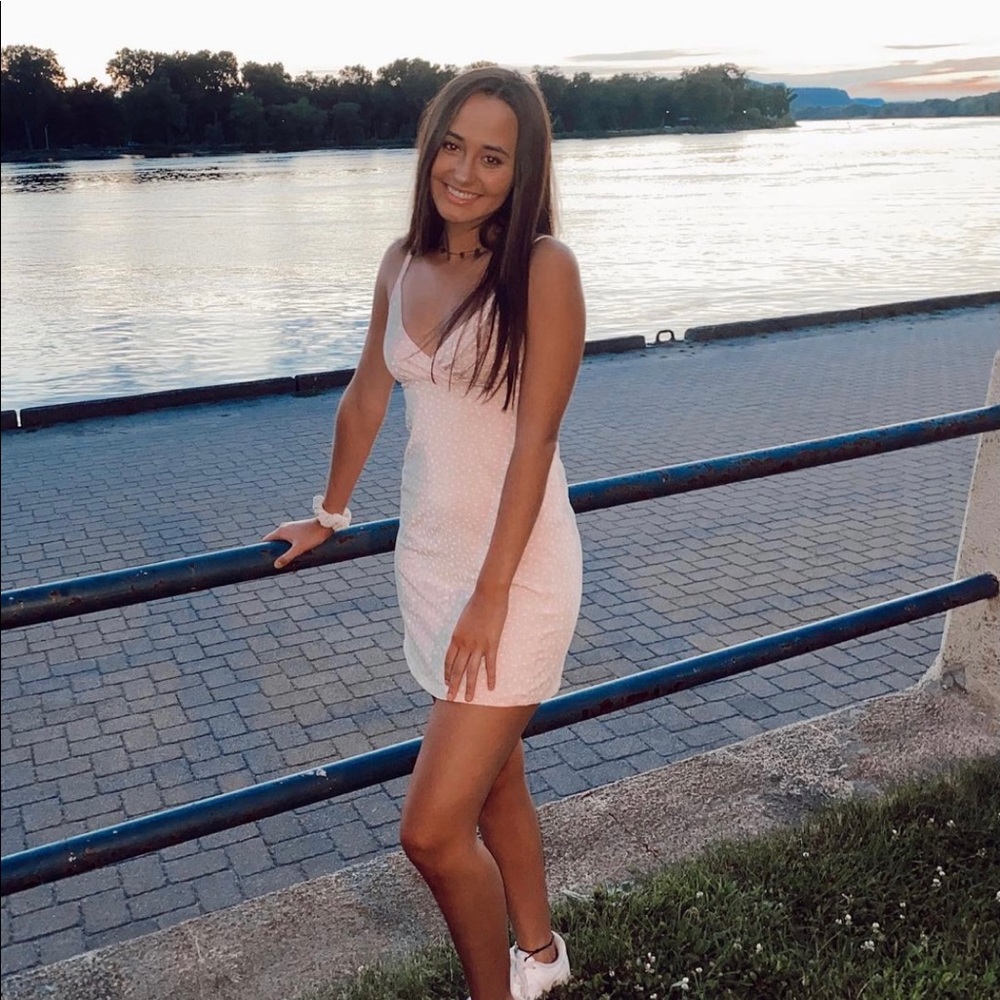 Brandy Melville pink and white mini dress